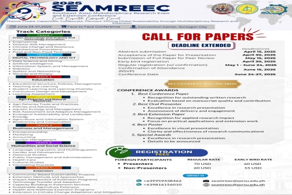 TRƯỜNG ĐẠI HỌC KIÊN GIANG PHỐI HỢP TỔ CHỨC HỘI NGHỊ KHOA HỌC & TRIỂN LÃM NGHIÊN CỨU ĐA NGÀNH ĐÔNG NAM Á - SEAMREEC 2025 TẠI PHILIPPINES
